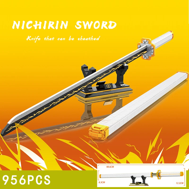 

MOC Demon Slayer Katana Japanese knife Nichirin Sword Tokitou Muichirou Model Building Blocks Bricks Military Weapon Toys Gift