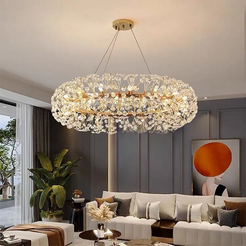 

Modern Simple Atmosphere Taraxacum Living Room Chandelier Dining Room Luxury Crystal Star Lamp Combination Whole Room Package