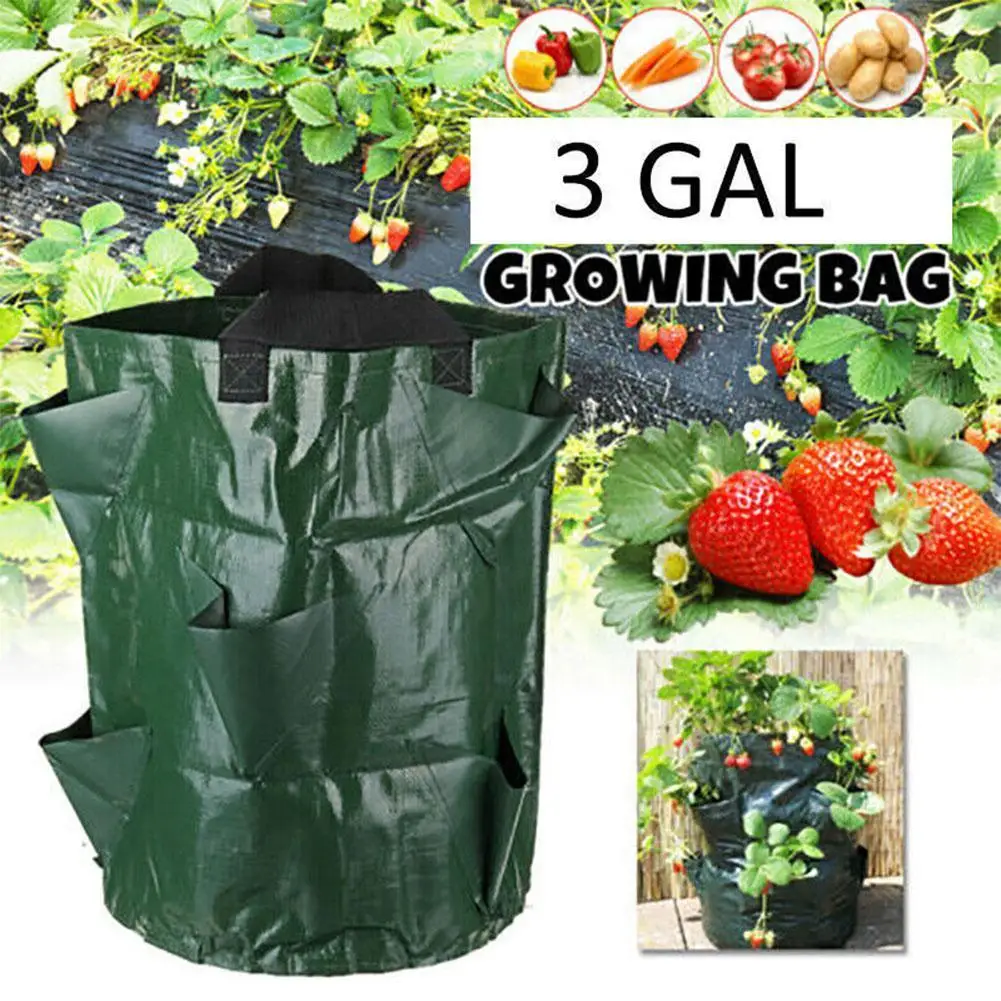 

3 Gallons Garden Planting Bag Strawberry Tomato Grow Flower Accessories Vertical Garden Herb Bag Multi-mouth Reusable Z0l3