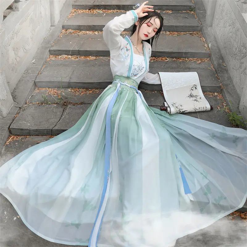 Женское древнее традиционное платье ханьфу с принтом женское в китайском стиле