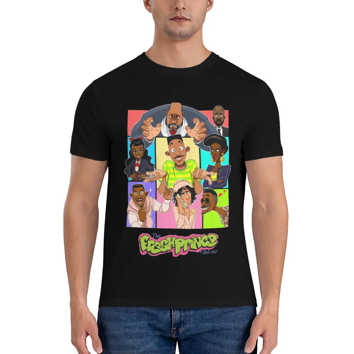 

Новинка, футболка с рисунком из мультфильма «Свежий принц Бель-Эйр» Мужская футболка с принтом из мультфильма «doodle cool trending authentic will smith»