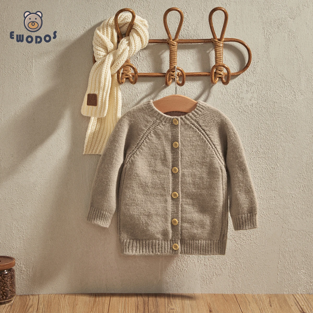 

EWODOS 0-24M Newborn Babies Unisex Winter Autumn Sweaters Knitwear Coats Casual Infant Babies Solid Knitted Button Down Sweaters
