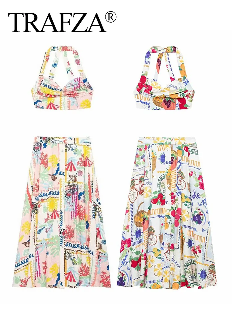 Женский комплект из топа и юбки на пуговицах без рукавов