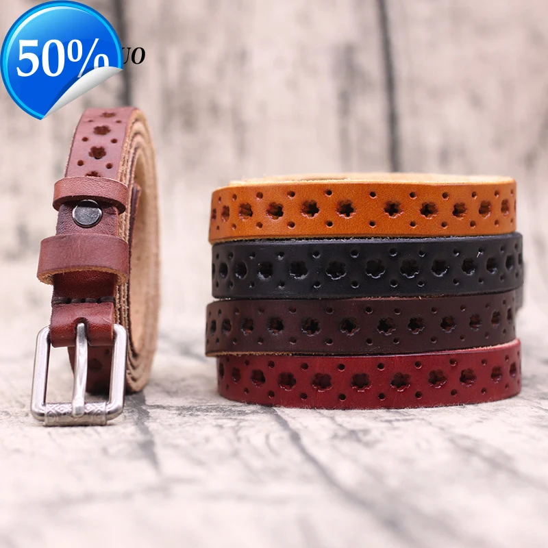 women belt good soft leather belts real leather hollow out pin buckle belt woman thin woman genuine leather belts for jeans
