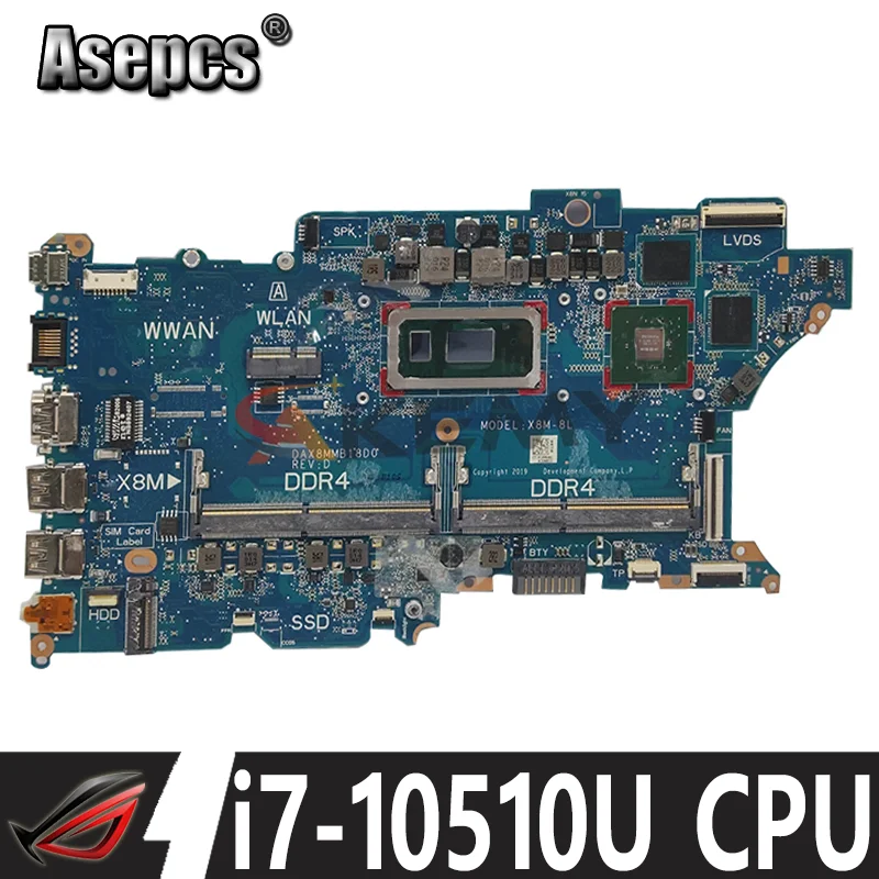 

For HP ProBook 440/450 G7 Laptop Motherboard DAX8MMB18D0 X8M-8L With SRGKW i7-10510U CPU N17S-G2-A1 GPU DDR4 Fully Tested OK