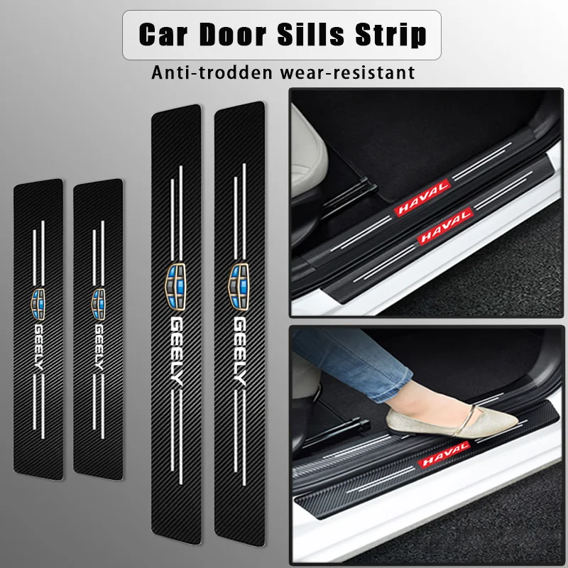 

4 шт., автомобильные наклейки на пороги из углеродного волокна для Geely Coolray, геометрия CK, Monjaro, Tugella 2022 Okavango Boyue Sticker s