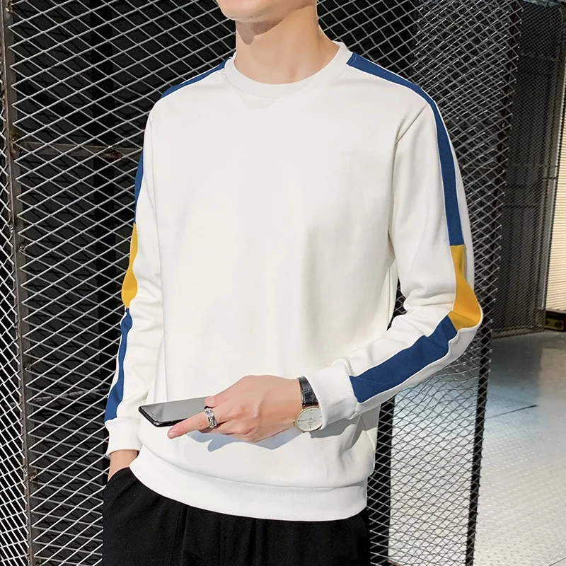 

Hoodie university shirt men's long-sleeved T-shirt men's round neck contrast hoodies handsome casual hoodies men's clothing