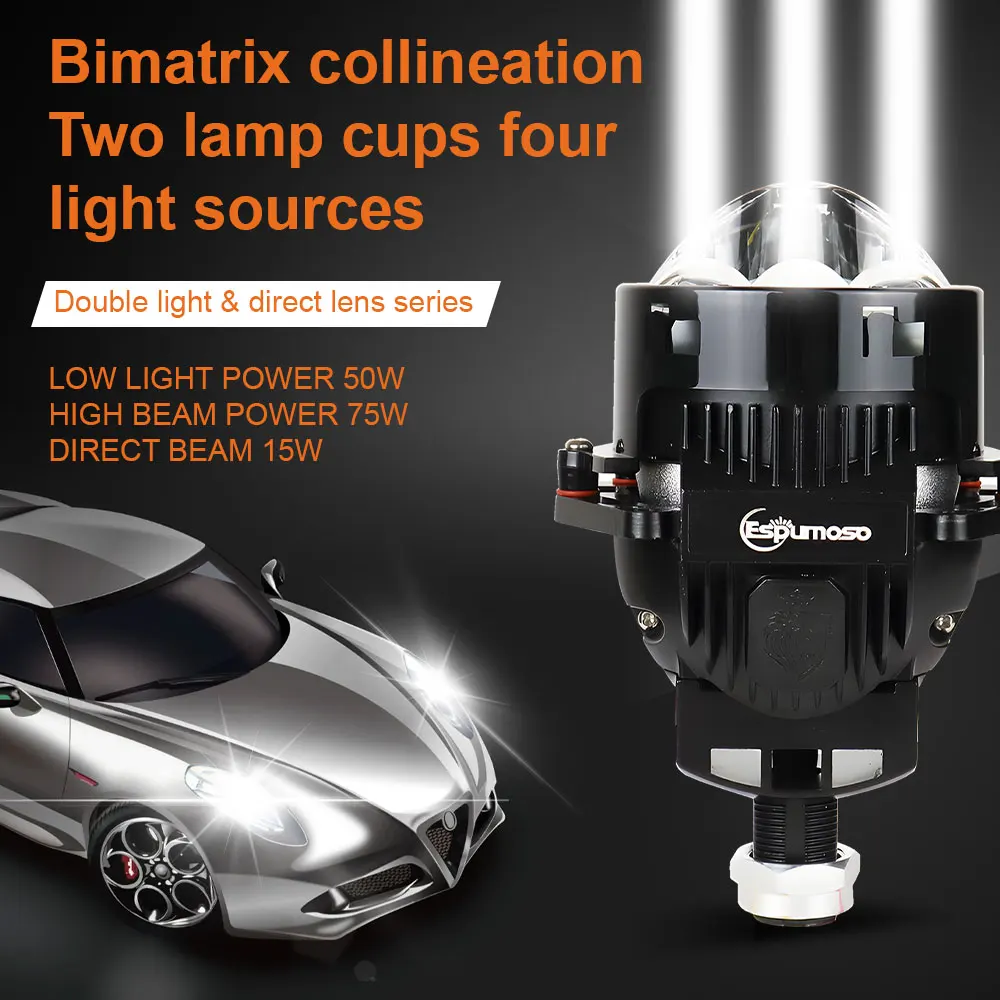 3-дюймовый гиперboloidный би-светодиодный лазерный проектор H7 9005 9006 H4 линза для фар