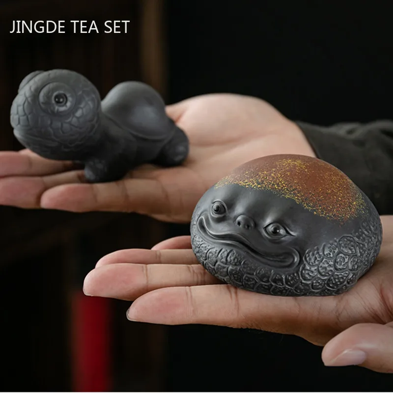 

Tradition Lovely Small Tortoise Sculpture Decoration Purple Clay Tea Set Accessories Tea Pet Crafts Handmade Tea Figurine Decore