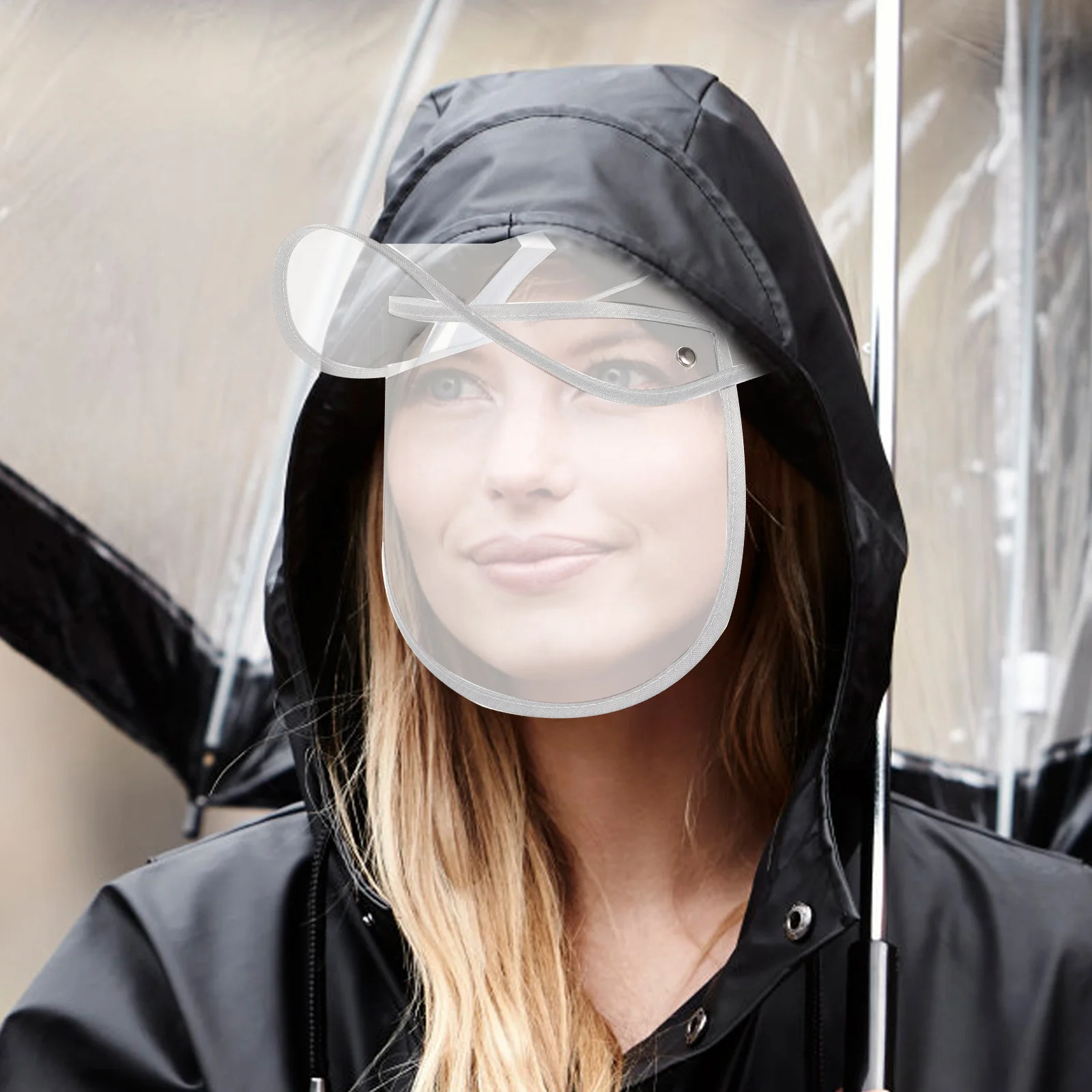 Плащ и шляпа защитный козырек Съемная дождевая шапка-пончо защита для лица