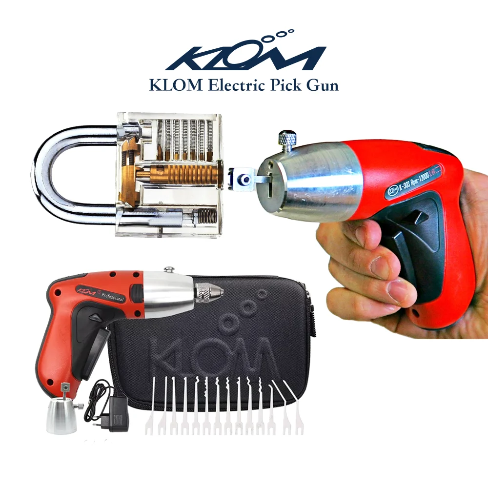 

KLOM Electric Pick Gun PLUS With Carry Case For Professional Locksmiths Unlocking Locks Including Cross And Dimple Cylinders.
