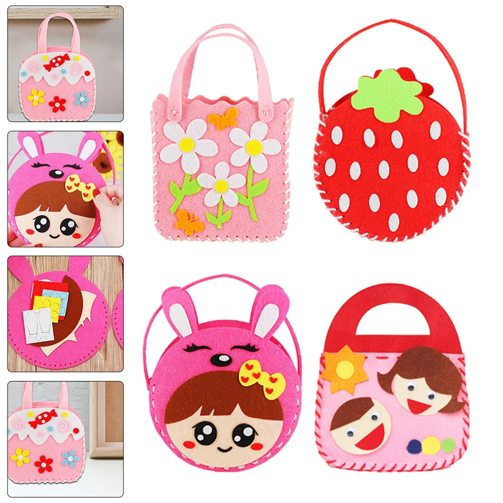 

4 Sets Handbag Making Material Kids Non-woven Bag DIY Craft Supplies