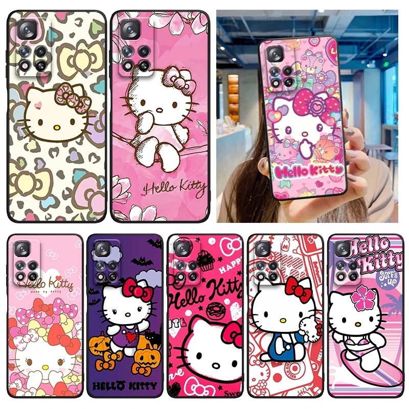 

Sanrio Hello Kitty Cute Phone Case For Xiaomi Redmi Note 12 11E 11S 11 11T 10 10S 9 9T 9S 8 8T Pro Plus 5G Soft Black Cover