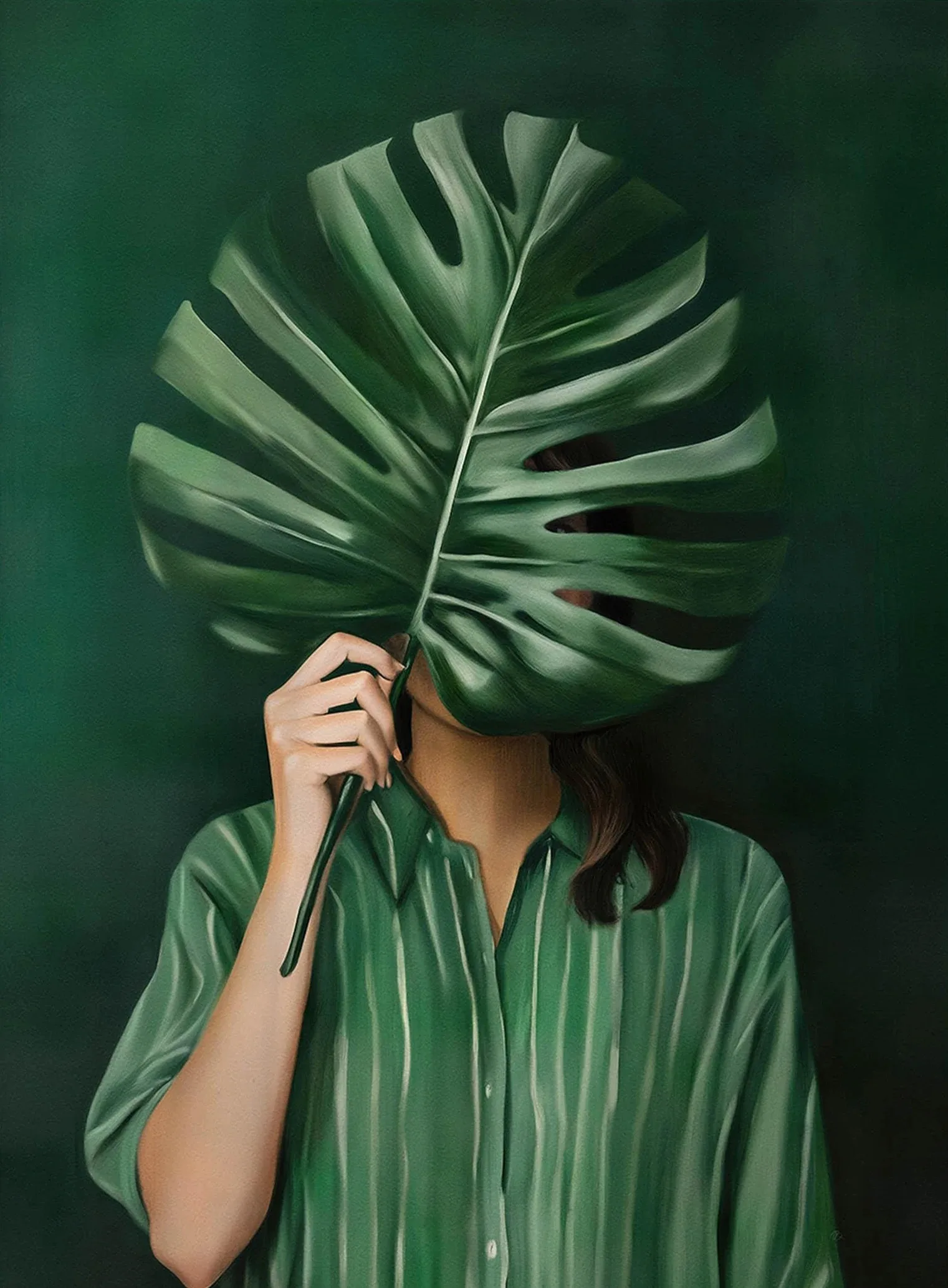 

Абстрактная картина на холсте с портретом женщины в цветочном стиле, без рамы