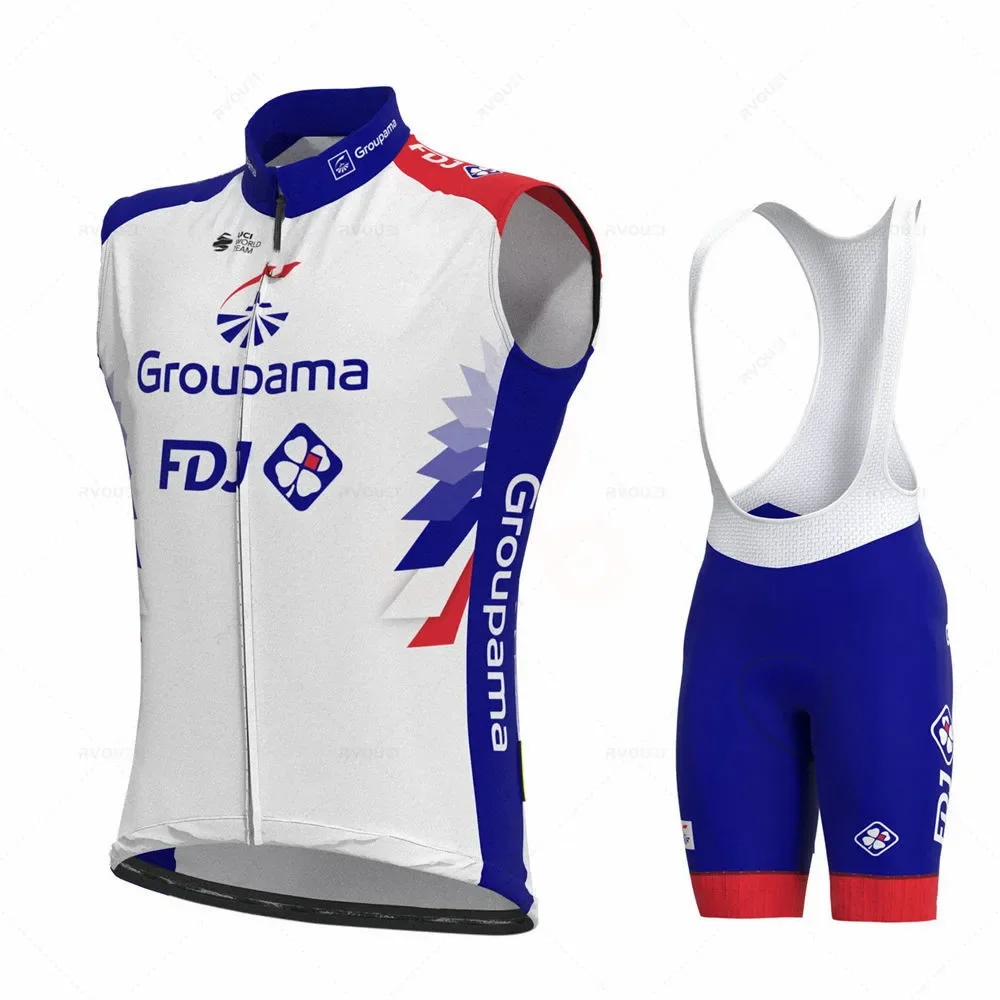 Фото Летний велосипедный комплект GROUPAMA FDJ Team 2025, велосипедные шорты, костюм Ropa Ciclismo, мужской летний комплект из джерси, велосипедные брюки Майо, одежда №1