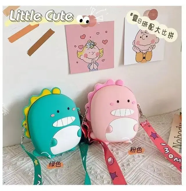 

Cartoon Dinosaur Crossbody Bag Children Silicone Phone Pouch Shoulder Bags Satchel Girls Lovely Purse Animal Handbags Wallets