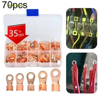 70pcsbox copper tube terminals battery welding cable lug ring crimp connectors kit electrical wire cable accessories