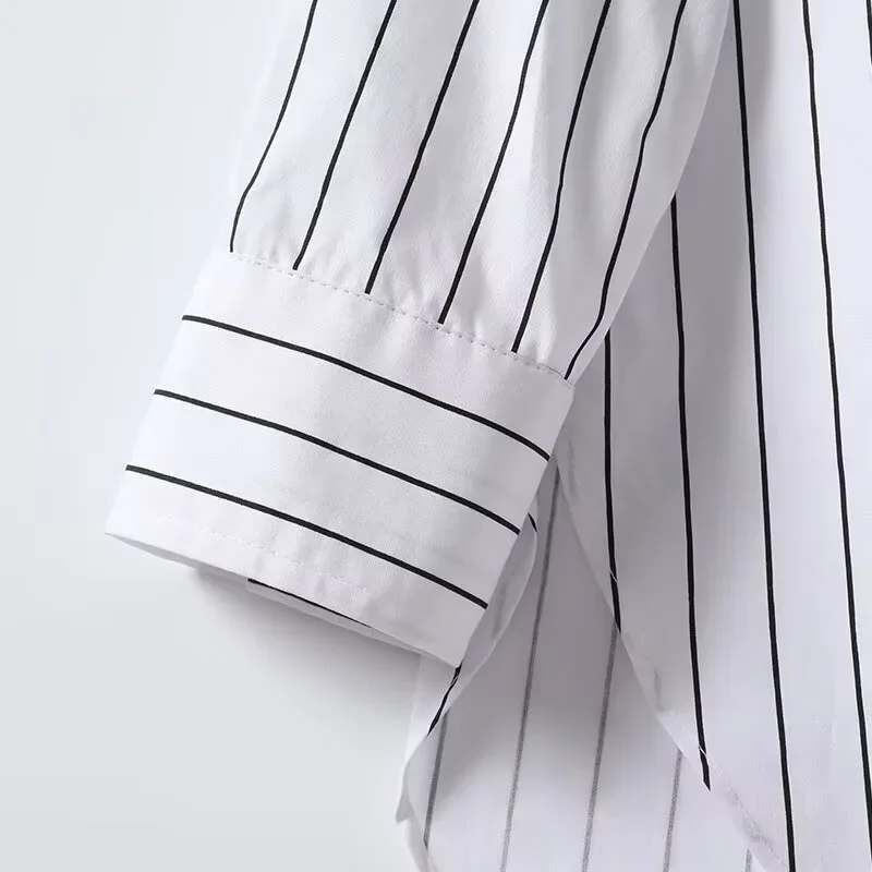 TRAF ZR полосатые блузки для женщин Harajuku модный летний топ белые топы Y2K рубашка с