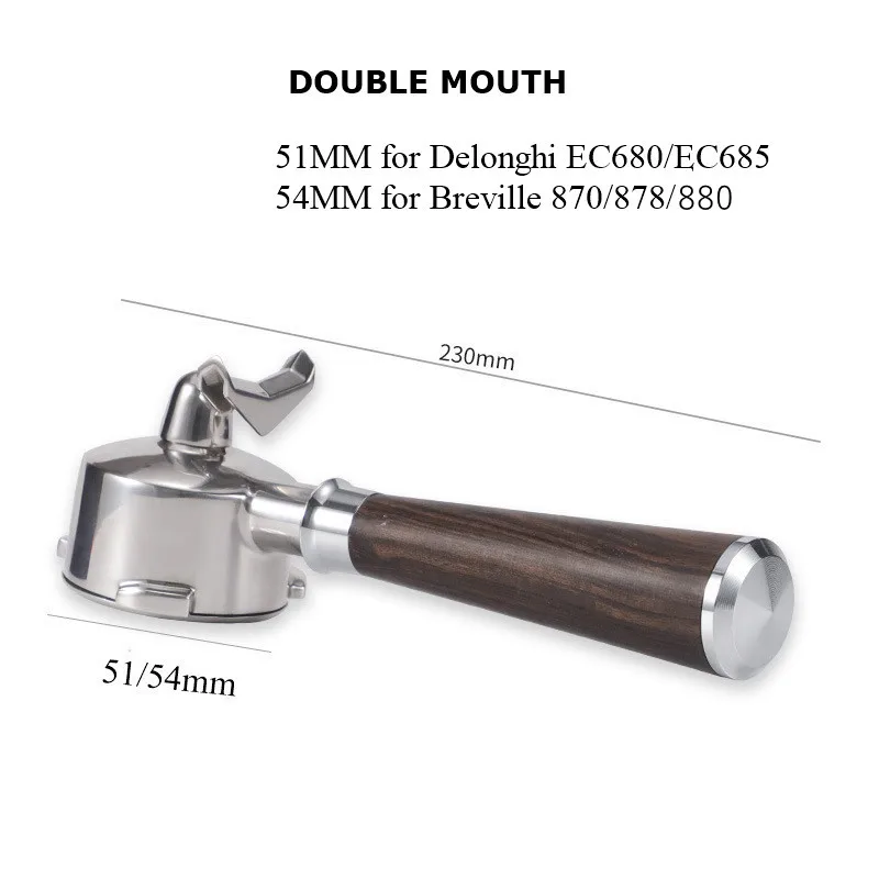 

Портафильтр для кофе с двойным носиком 51/54 мм, корзина с фильтром для эспрессо Delonghi Dedica EC680/EC685 Sage/Breville 870/878/880