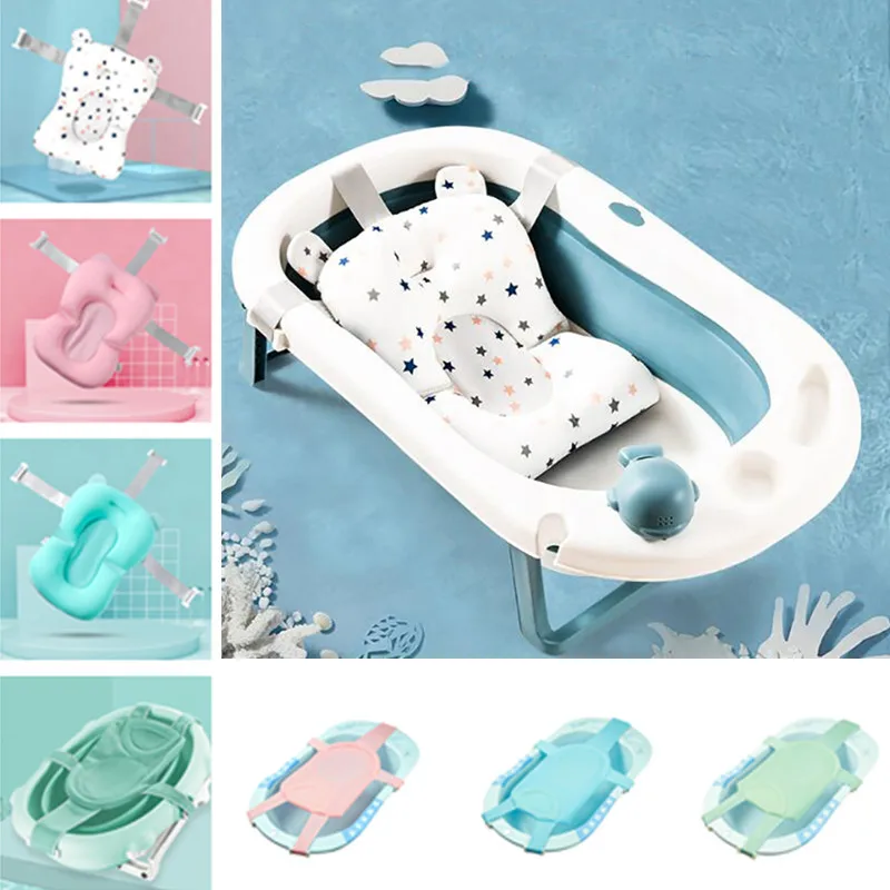 

Baby Shower Bath Tub Pad Non-Slip Bathtub Seat Support Mat Newborn Safety Security Bath Support Cushion Foldable Soft Pillow