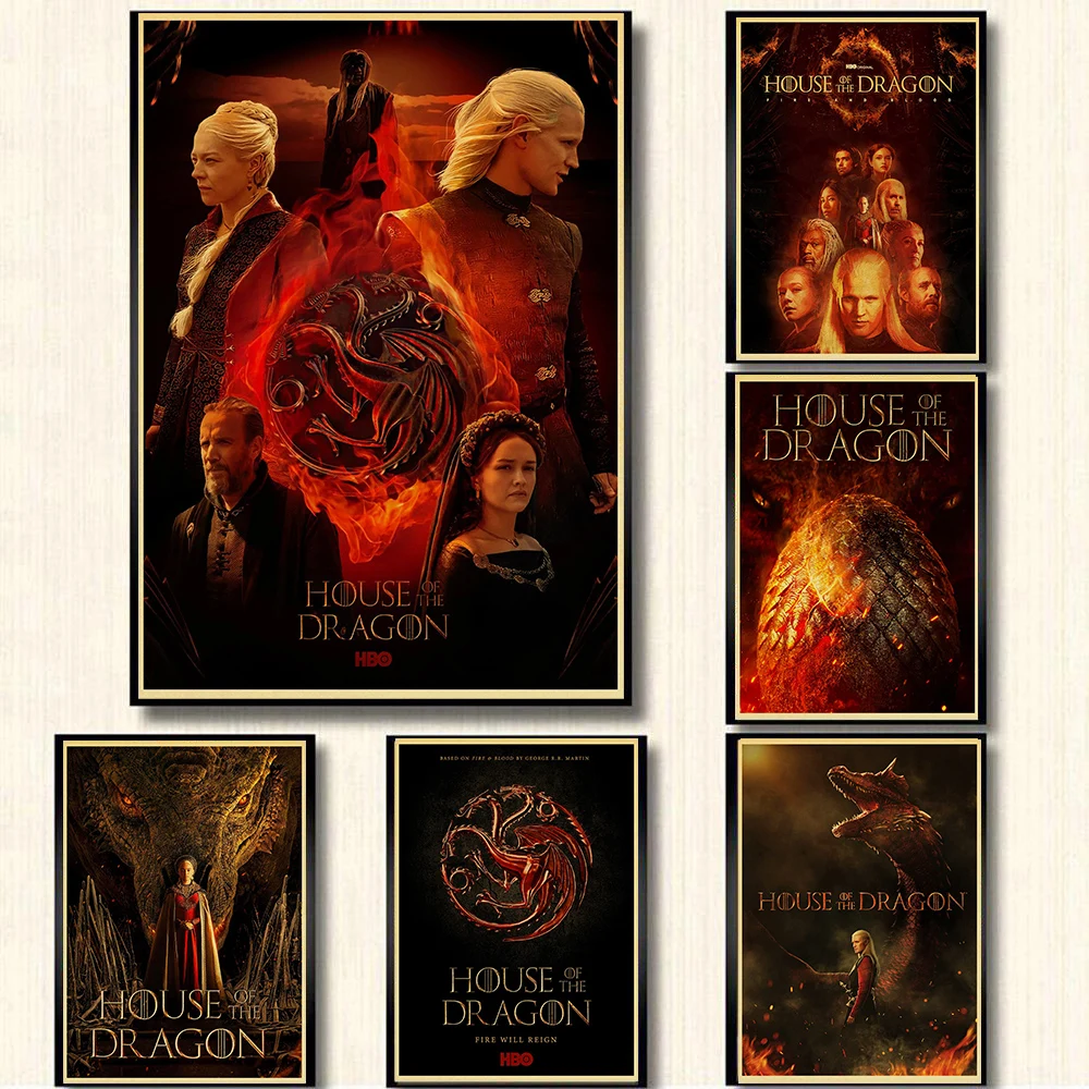 

House of the Dragon Poster Kraft Paper Decoration Home Room Cafe Fans Decor Painting 2022 New TV Series Art Gift Wall Sticker