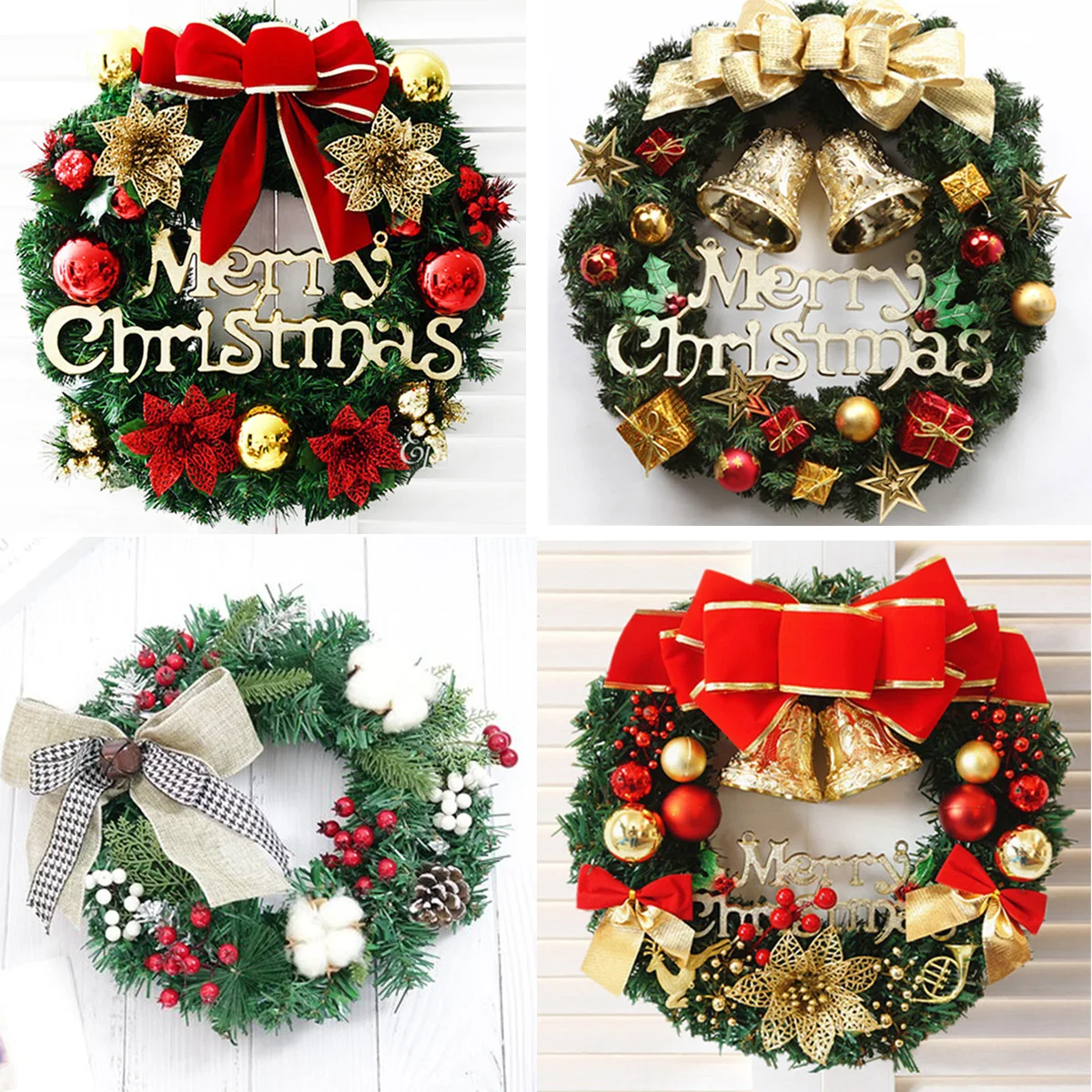 

Рождественский венок для двери, искусственный висячий Рождественский венок для дома, окна, улицы, Рождественское украшение, гирлянда