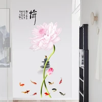 6090cm cute pink lotus stickers diy stereo glass wall stickers bedroom decoration stickers self adhesive wallpaper stationery