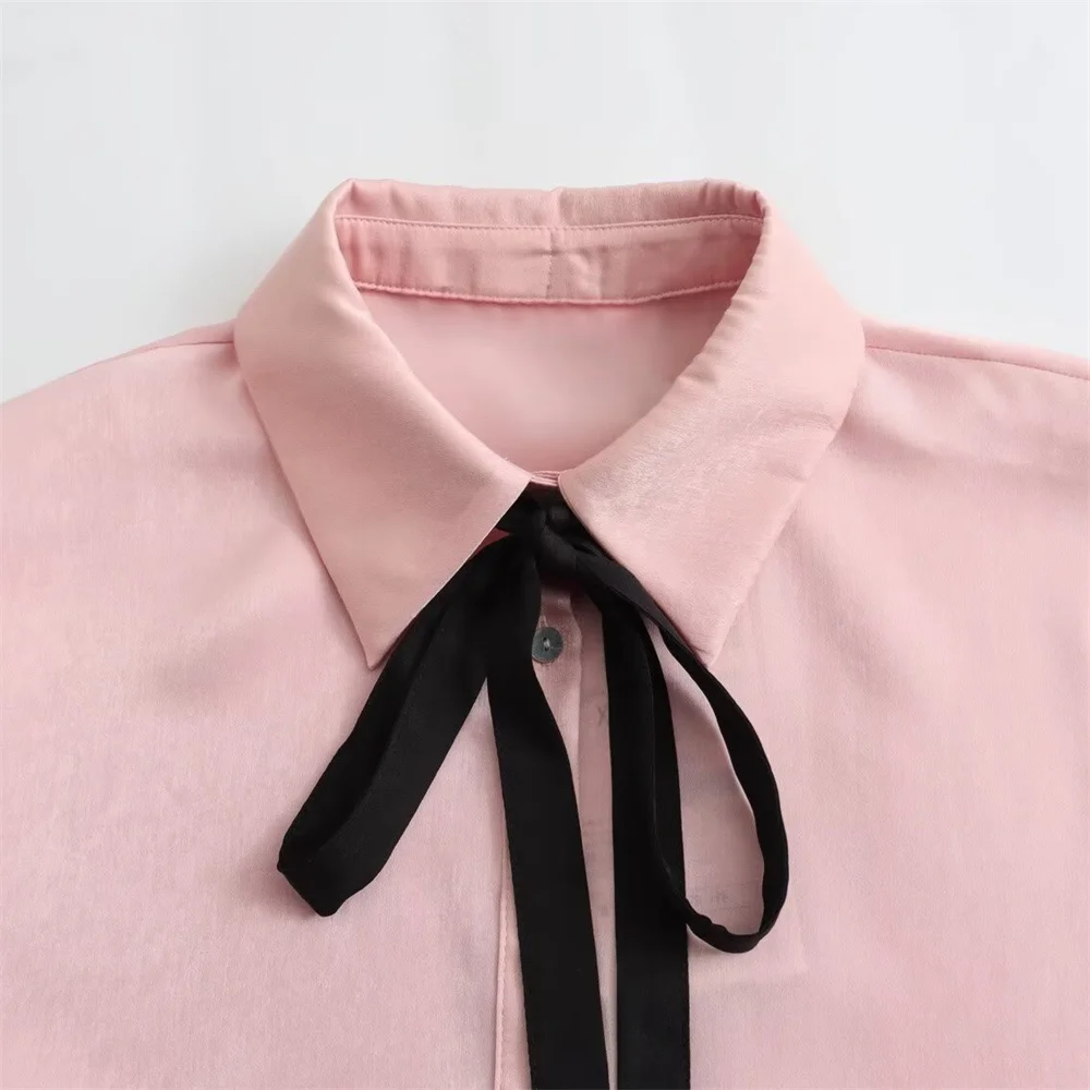 Zach Ailsa Женская Модная Универсальная Рубашка-поло С Длинными Рукавами И Бантом Из