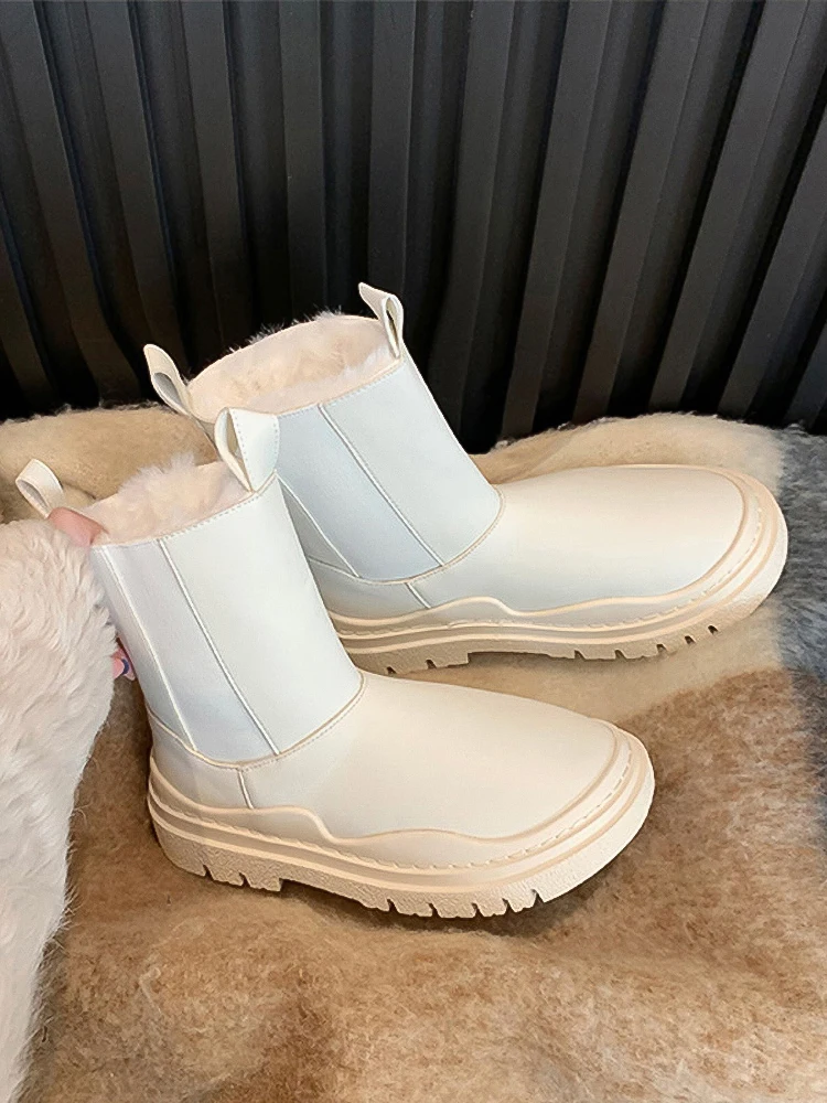 

Women's Shoes Short Boots Chelsea Snow Boots Winter 2022 New Style Plush Thickened Medium Tube Thick Soled Cotton Shoes