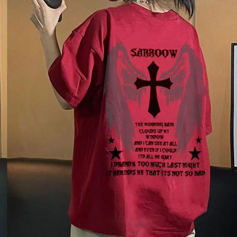 

Женская хлопковая футболка с коротким рукавом, свободного покроя