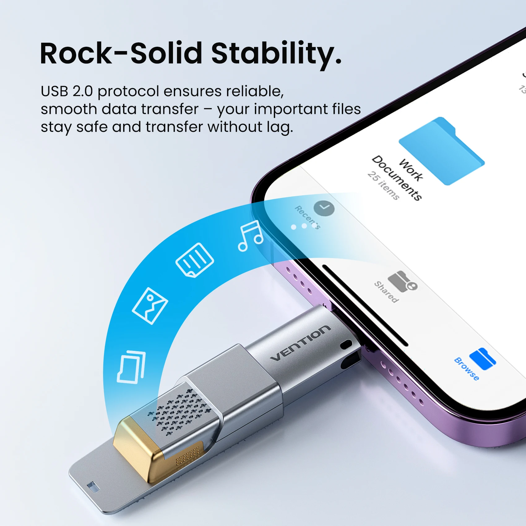 Фото Адаптер Vention Lighting to USB C OTG, переходник USB-C (женский) на Lightning (мужской) для iPhone 14, 13, 12, разъем Lightning USBC OTG №3