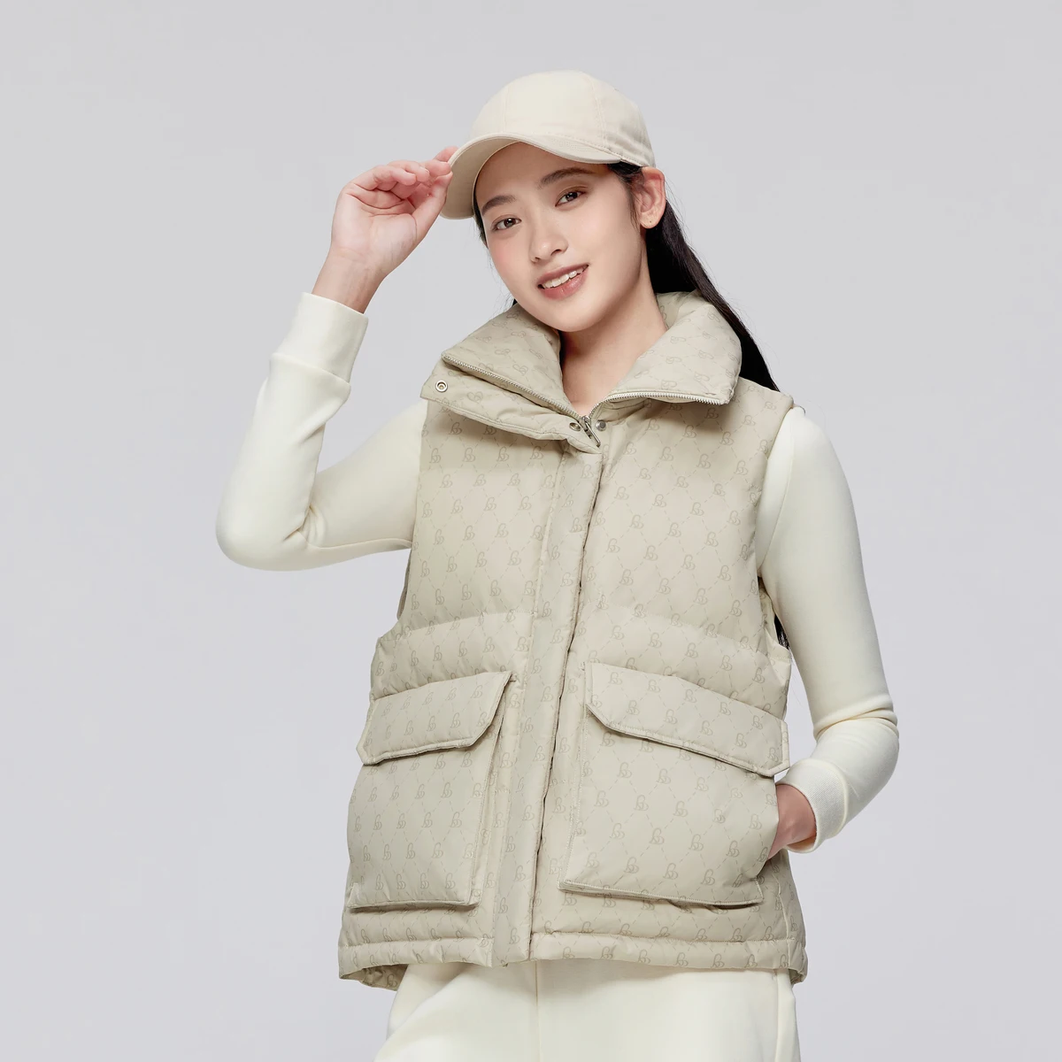 BOSIDENG женский безрукавный пуховой жилет с воротником-стойкой 90% стеганый зимняя