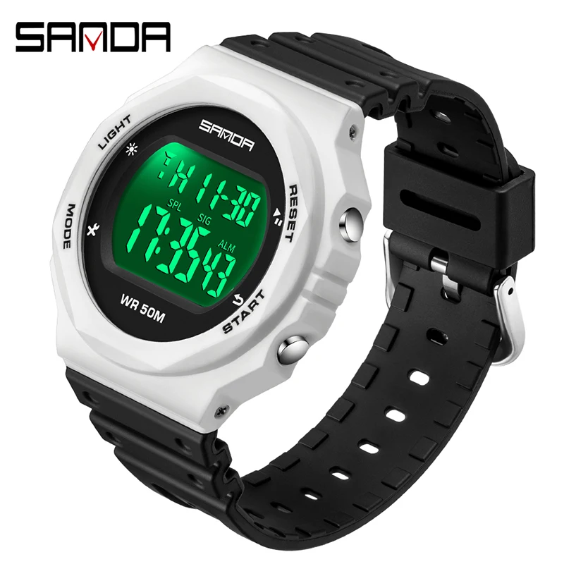 SANDA Fashion Brand Sports Women Watches LED Electronic Digital Waterproof Ladies Clock Female Wristwatch relogio feminino 6069