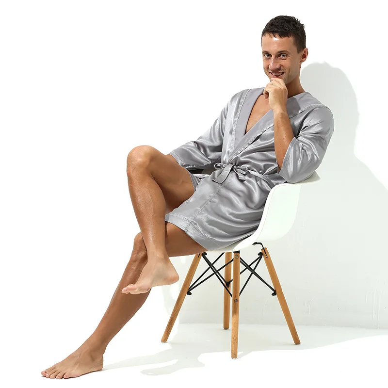 Men Pajamas Sexy Underwear Sleep Tops Unisex Bathrobe Home Wear Casual Loose Thin Silky Hooded Frenulum Sleepwear Kimono
