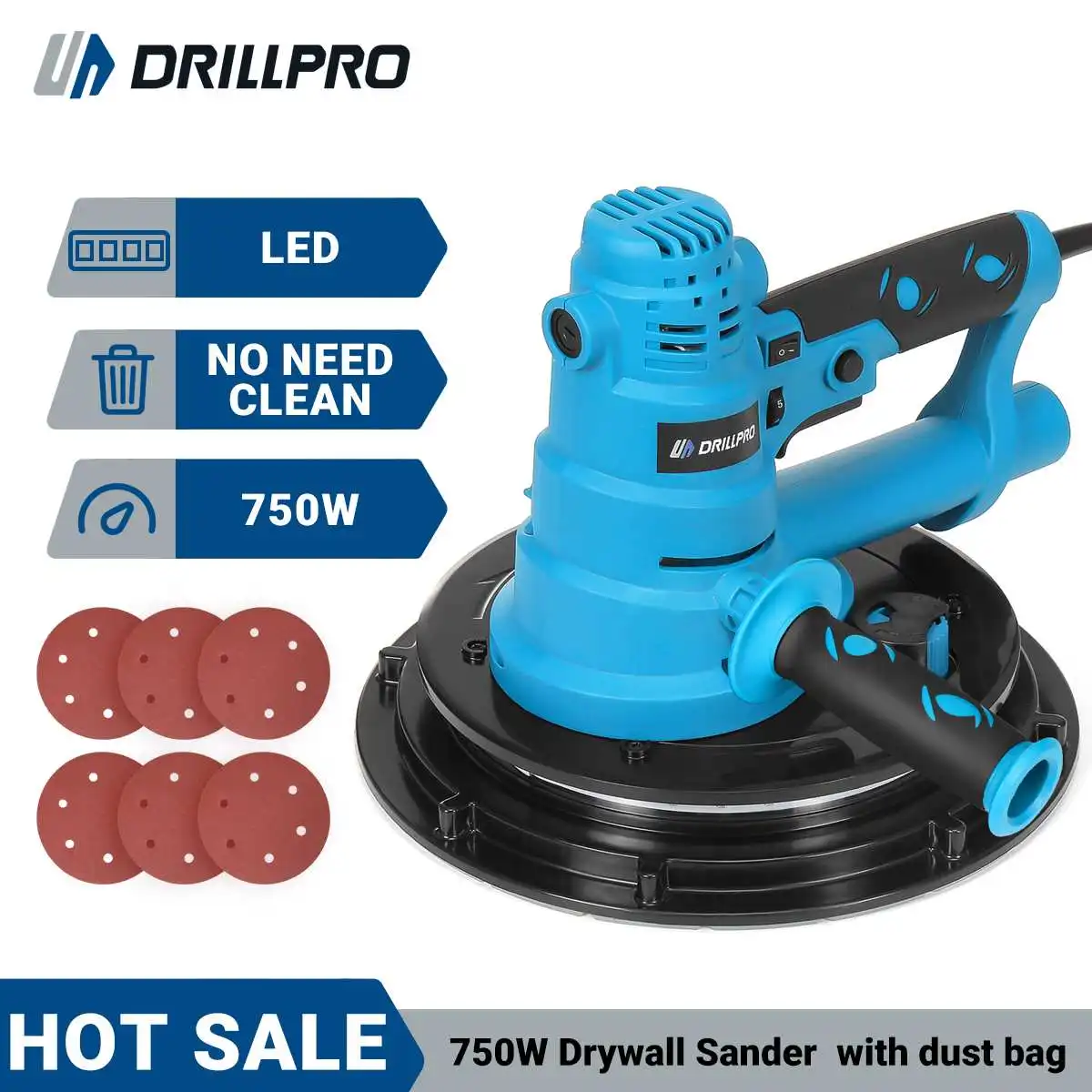 Новинка, шлифовальный станок для гипсокартона, 225 мм, 230 В, 3000 Вт, портативный светодиодный зеркальный полировальный станок PROSTORMER для стен