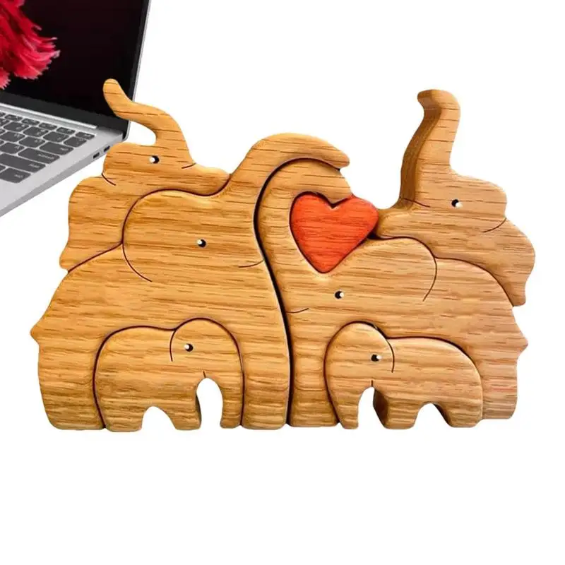 

Wooden Elephant Decoration Mom And Child Shape Loving Family Figurine Desktop Ornament Creative Gifts For Home Decoration