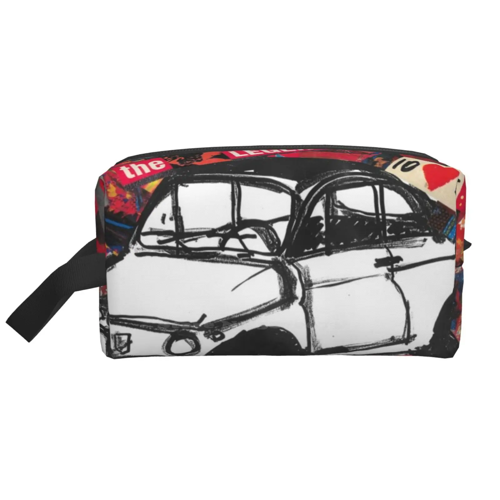 

Fiat 500-коллаж 1 сумка для цифрового хранения дорожная сумка женская Fiat 500 коллаж красный черный классический винтажный аксессуар итальянский