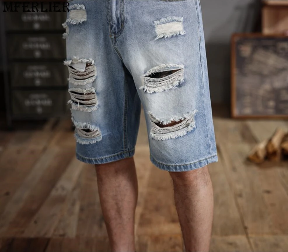 Мужские рваные джинсовые шорты
