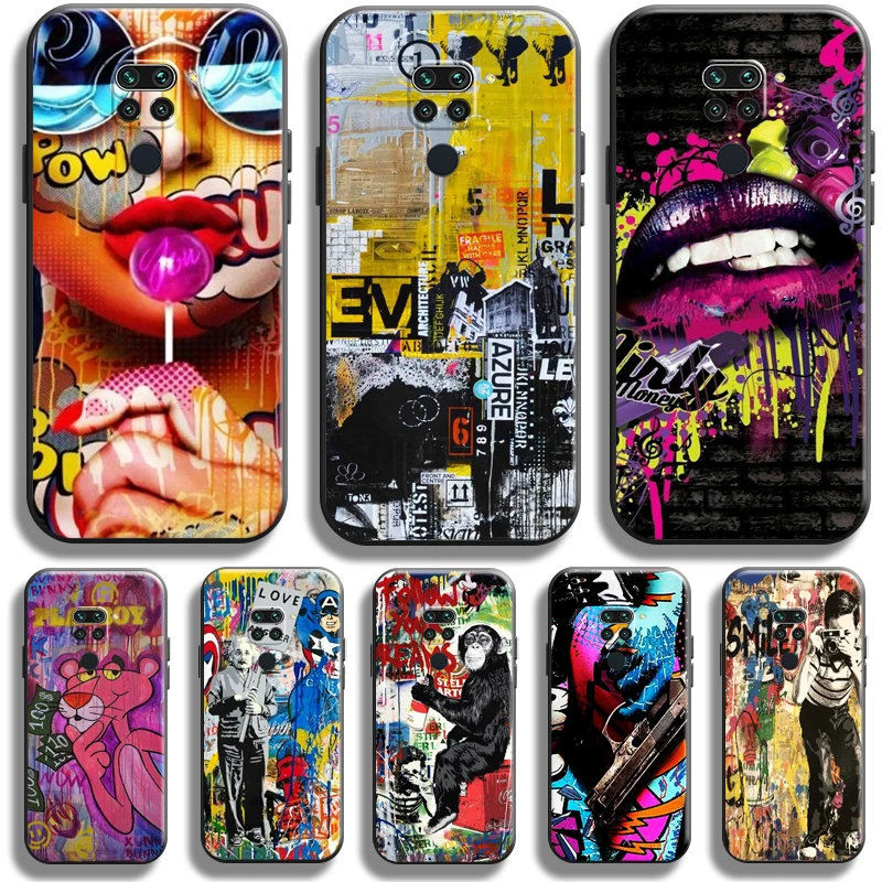 

Street Graffiti Oil Painting For Xiaomi Redmi Note 9 Pro Redmi Note 9 9T 5G Phone Case Black Soft Back Coque Silicone Cover