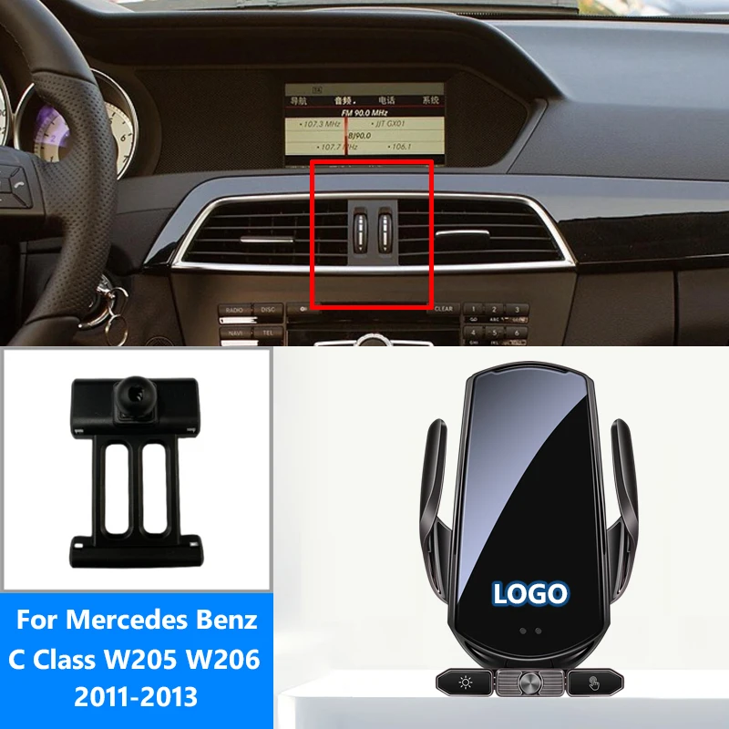 

Автомобильный телефон для Mercedes-Benz C-Class W205 W206 2011-2013 15 Вт QI Беспроводное зарядное устройство магнитная индукция поворотный кронштейн на 360 гра...