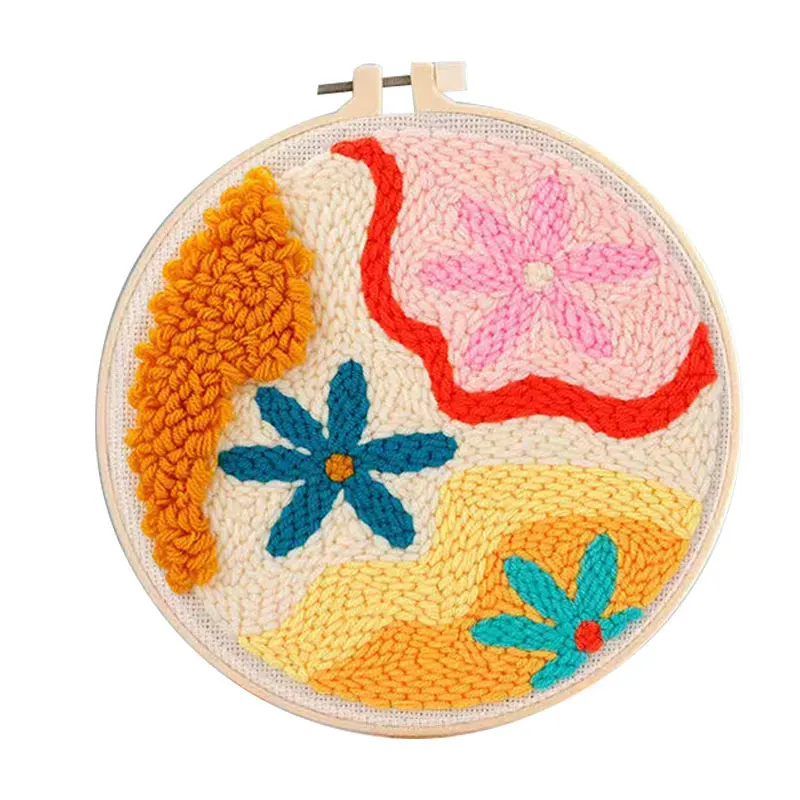 

Wholesale DIY Punch Needle Kit Colorful Flower Pattern Embroidery Poke Wool Yarn Handmade Gift For Kids Girls Beginner 2023