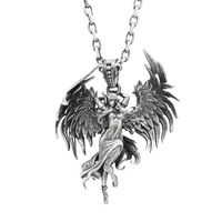 personality punk evil spirit angel pendant necklace sexy goddess long chain necklace hip hop jewelry fashion accessories gifts