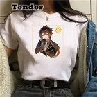 Японская футболка Zhongli Genshin Impact, женская одежда для косплея, футболка с принтом и круглым вырезом, женская футболка, уличная одежда