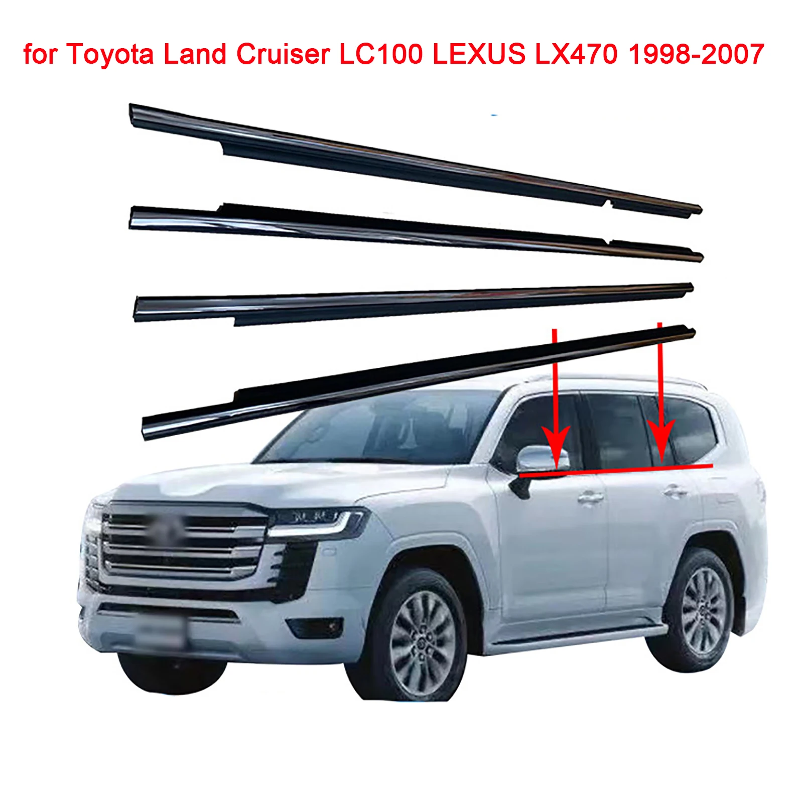 

Car Window Weatherstrip Window Glass Waterproof Pressure Strip Sealing Strip for Toyota Land Cruiser LC100 LEXUS LX470 1998-2007