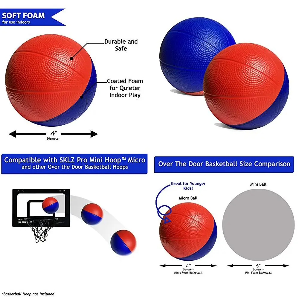 

f Shooters Beautiful & Durable 2-Pack of Small Basketballs, Safe & Quiet for Mini Hoop Games, Fun Over The Door Mini Basketball
