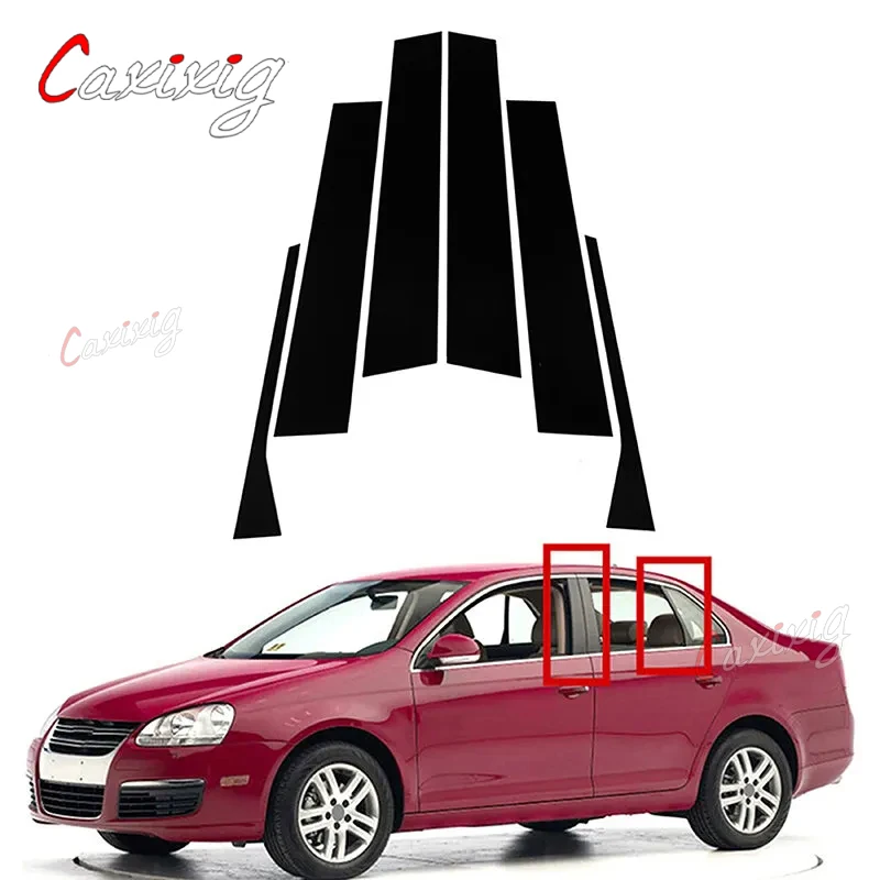 

6Pcs Car Pillar Posts Cover for VW Jetta MK5 Sedan Passat Window Door Decoration Glossy Black Trims Stickers Auto Styling