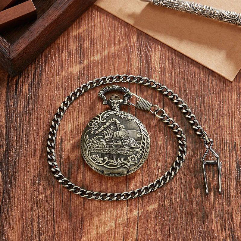 7 Patterned Vintage Mechanical Old Clock Man Pocket Watch Fob Chain Steampunk Skeleton Watches for Men Chinese Factory Pendant