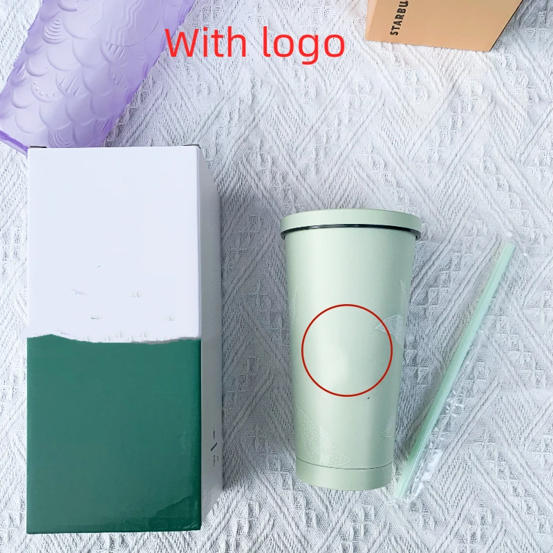 

500ML straw coffee cup car water cup shiny Rhinestone water bottle double stainless steel thermos With logo