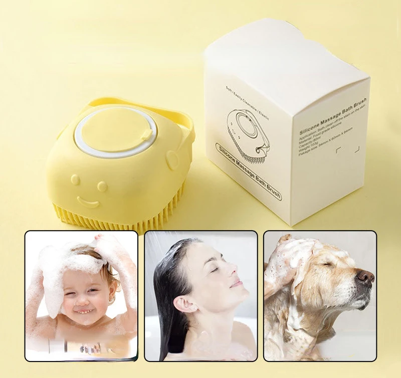 Ванная комната для собак. Мягкая безопасная щетка силиконовый гребень с шампунем для домашних животных. Аксессуары для кошек. Массажный инструмент для груминга и душа.