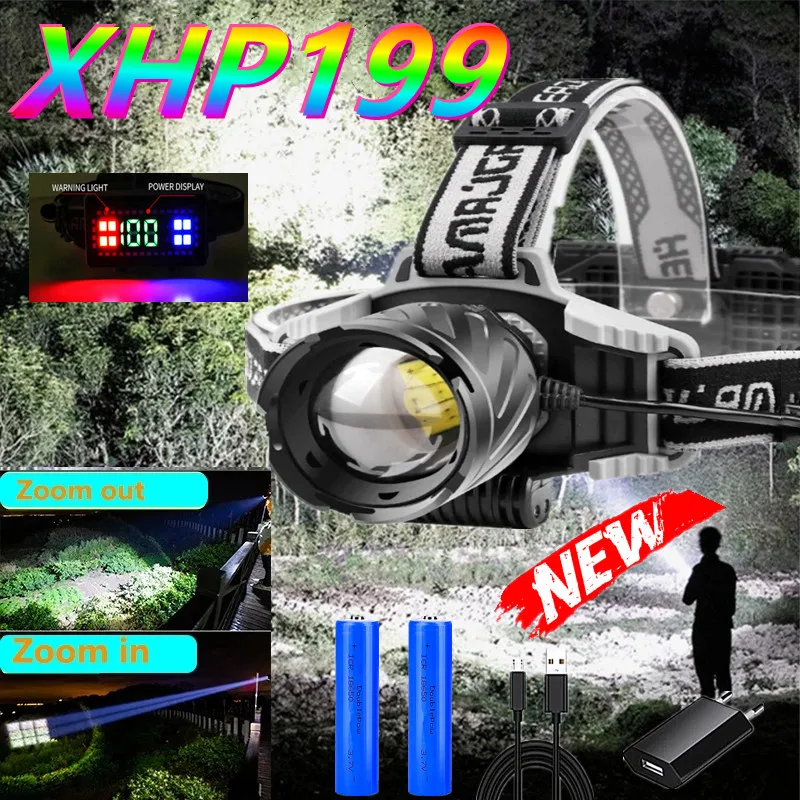 

Super bright XHP199 Most Powerful Led Headlamp XHP90.2 High Power Led Headlight 18650 Rechargeable Fishing Head Flashlight Lamp